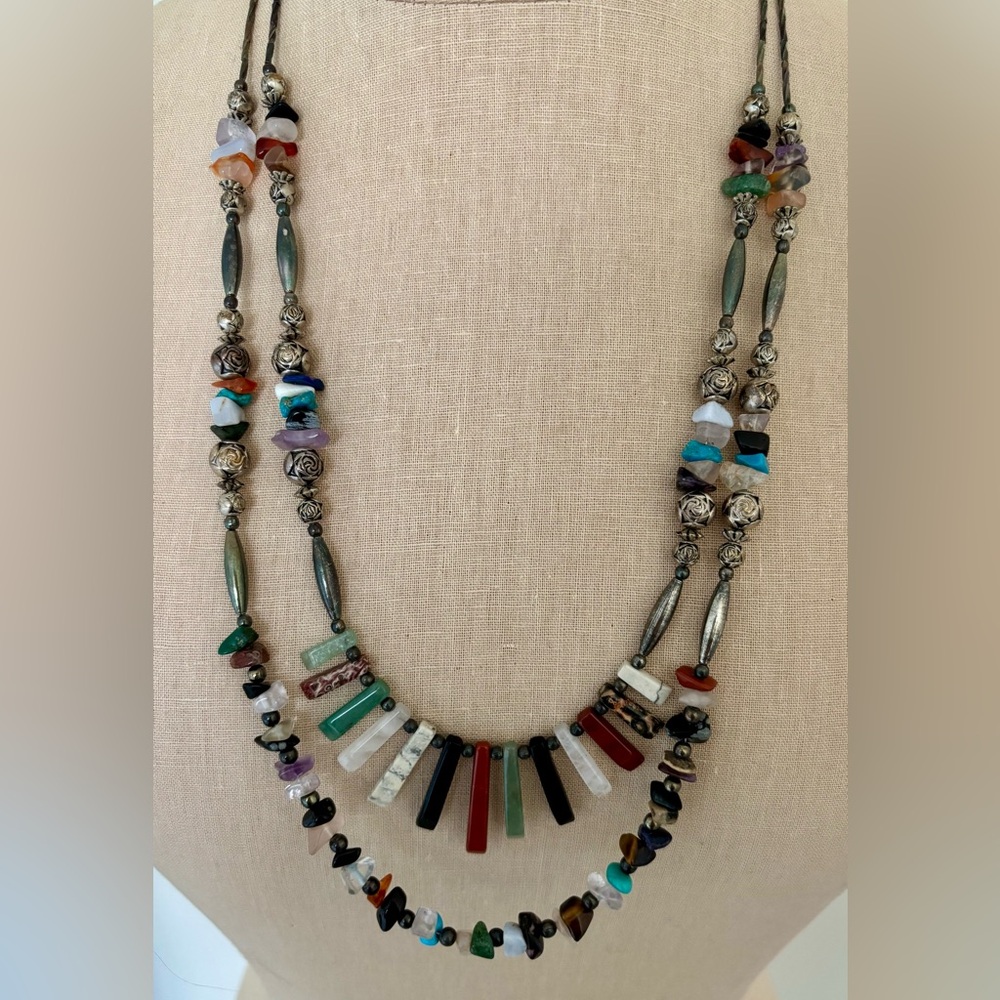 Nwot Double-Strand Stone Beaded Necklace
